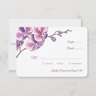 Purple Orchid Wedding RSVP Card