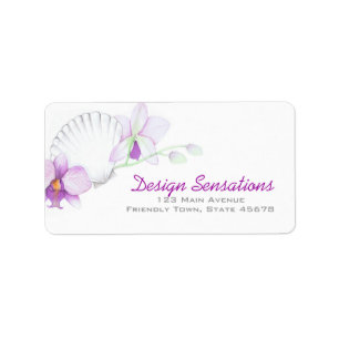 Purple Orchids and SeaShell address label