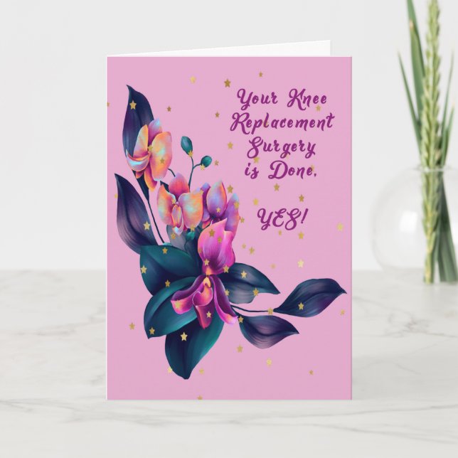 Purple Orchids for Knee Replacement Surgery Card (Front)