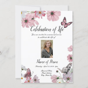 Purple Orchids Funeral Announcement Invitation