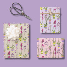 Purple Orchids Hand-Illustrated Wrapping Paper Set