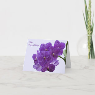 Purple Orchids Happy Birthday Greeting Card