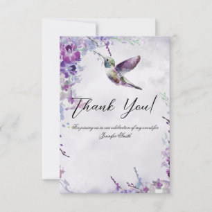 Purple Orchids Hummingbird Thank You Card