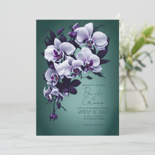 Purple Orchids in a Green background. Invitation