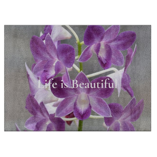 Purple Orchids Kauai Hawaii Cutting Board (Front)