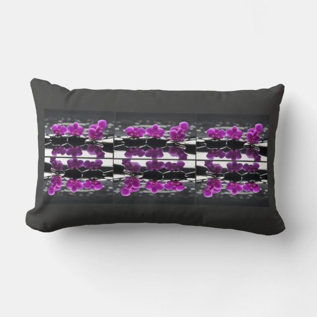 Purple Orchids  Lumbar Cushion (Front)