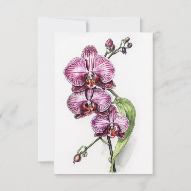 Purple Orchids Minimalistic Thank You Card (Front)