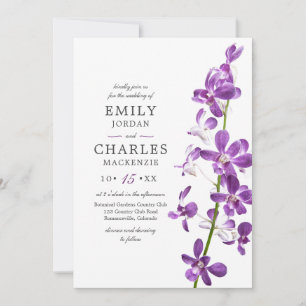Purple Orchids, Modern Elegant Wedding Invitation