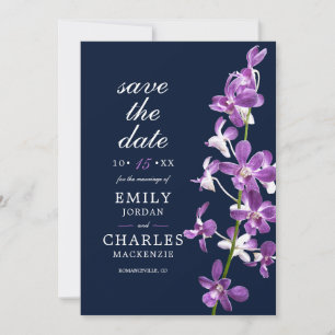 Purple Orchids, Modern Elegant Wedding Save The Da Date