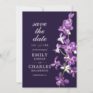 Purple Orchids, Modern Elegant Wedding Save The Da Date