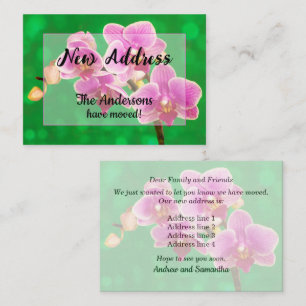 Purple Orchids on Green New Address Announcement
