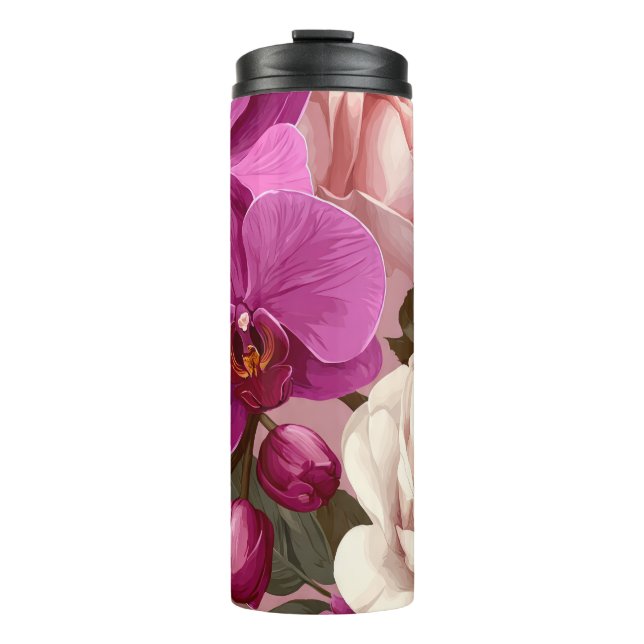 purple orchids thermal tumbler  (Front)