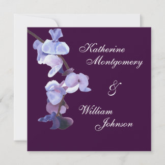 Purple orchids wedding invitation