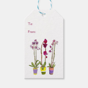 Purple Orchids Whimsical Floral Boho Gift Tags