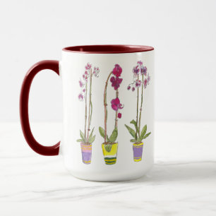 Purple Orchids Whimsical Garden Botanical Mug