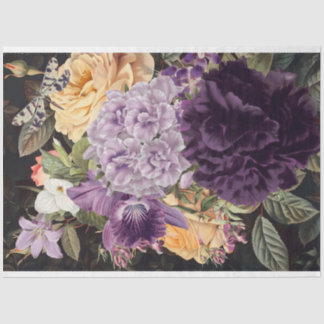 Purple-orchids yellow-roses floral-bouquet  tissue paper