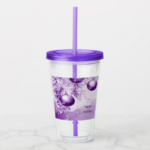 Purple Ornaments Christmas Holiday Acrylic Tumbler