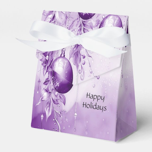 Purple Ornaments Christmas Holiday Gift Box (Front Side)