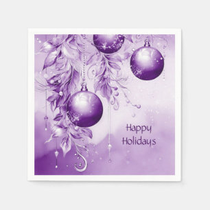 Purple Ornaments Christmas Holiday Napkin