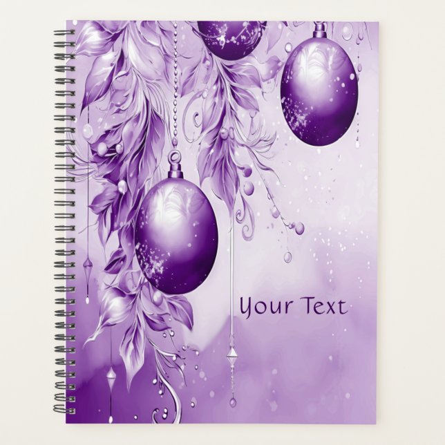 Purple Ornaments Christmas Holiday Planner (Front)
