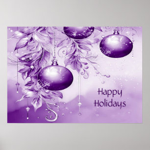Purple Ornaments Christmas Holiday Poster