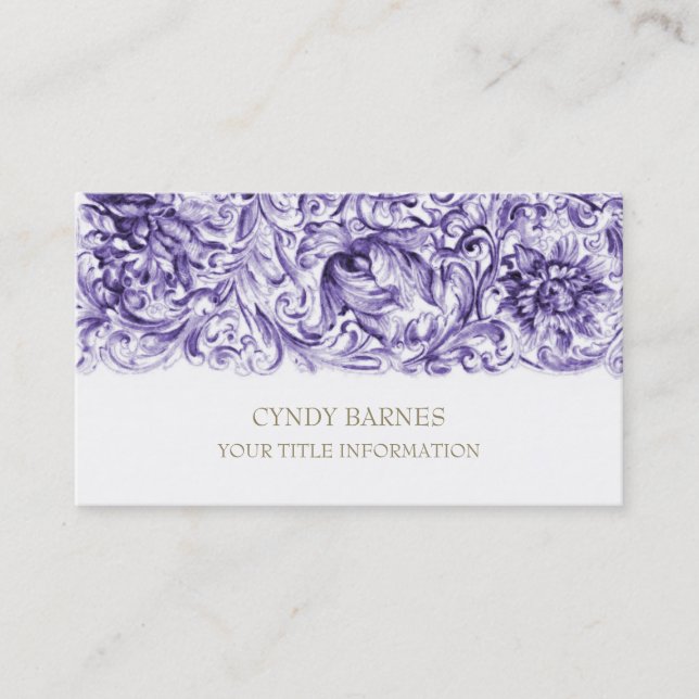 Purple Ornate Baroque Business Card (Front)