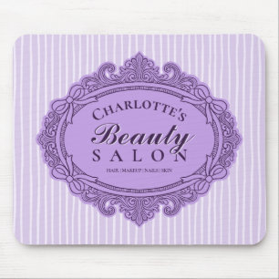 Purple Ornate Bow Frame Salon Mouse Pad