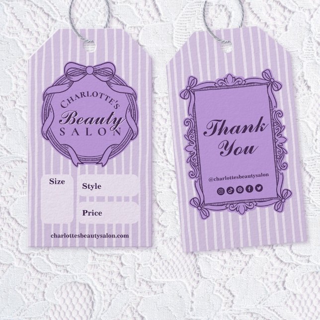 Purple Ornate Bow Frame Salon Price Tag (Purple Ornate Bow Frame Salon Price Tag)