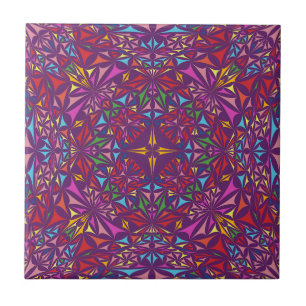 Purple Ornate Kaleidoscope Pattern Tile