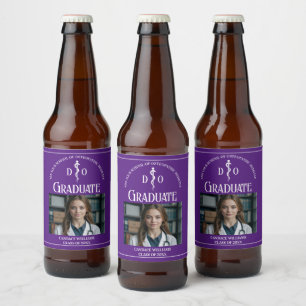 Purple Osteopathic Medical School Graduation Party Beer Bottle Label