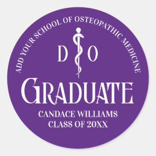 Purple Osteopathic Medical School Graduation Party Classic Round Sticker