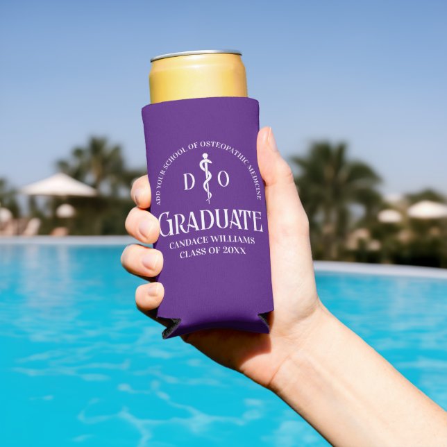 Purple Osteopathic Medical School Graduation Party Seltzer Can Cooler (In Situ Pool)