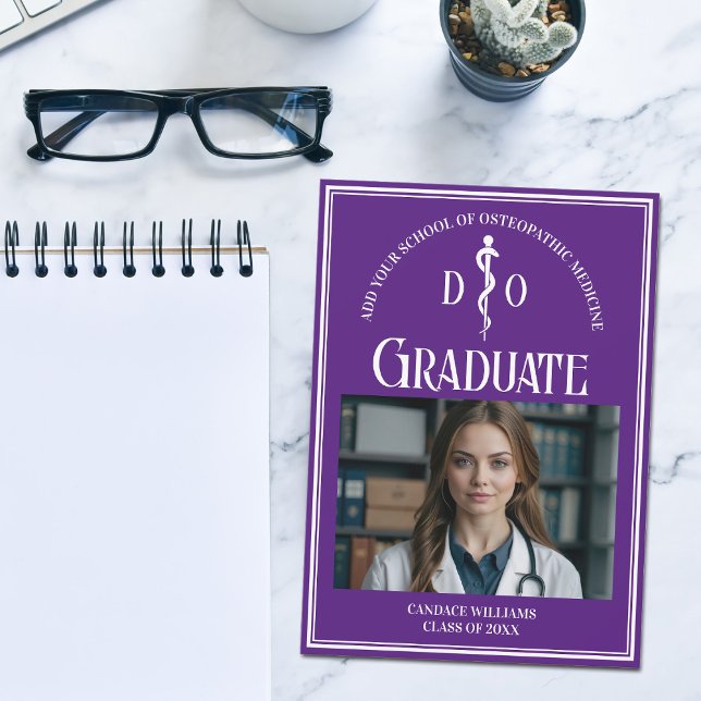 Purple Osteopathic Medical School Graduation Photo Announcement (Creator Uploaded)