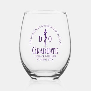 Purple Osteopathic Medical School Graduation Stemless Wine Glass