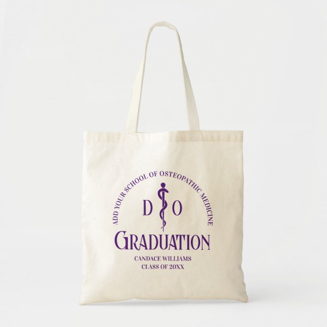 Purple Osteopathic Medical School Graduation Tote Bag (Front)