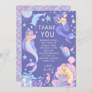 Purple Our Little Mermaid All Ages Birthday Thank You Card