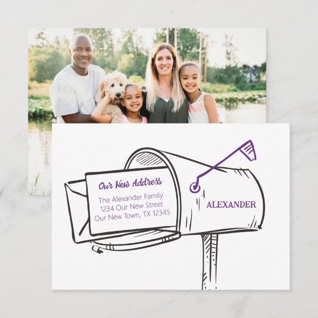 Purple Our New Address Mailbox Moving (Front/Back)