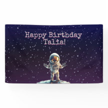 Purple Outer Space Birthday Banner