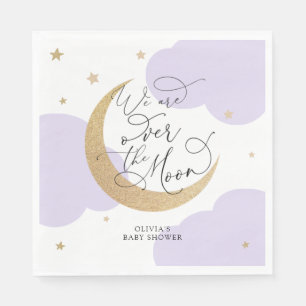 Purple Over the Moon Baby Shower Napkin