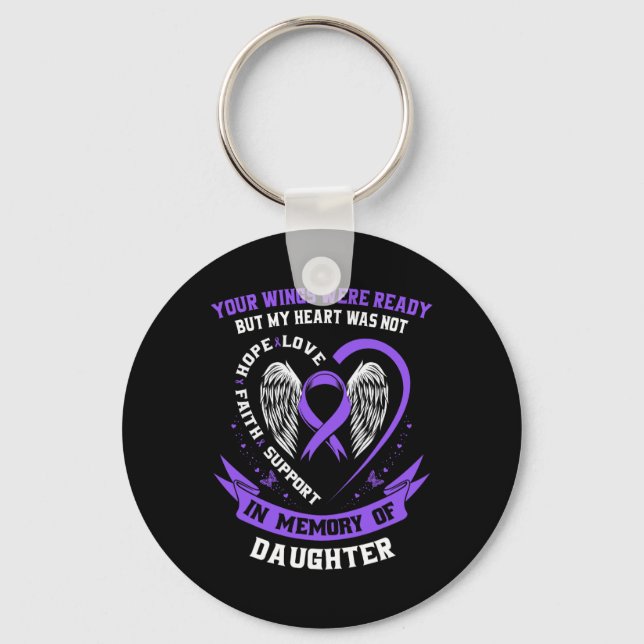 Purple Overdose Awareness Day Items In Memory Of D Key Ring (Front)