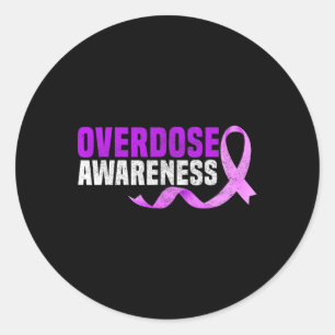 Purple Overdose Awareness Gifts Opioid Survivor Ri Classic Round Sticker