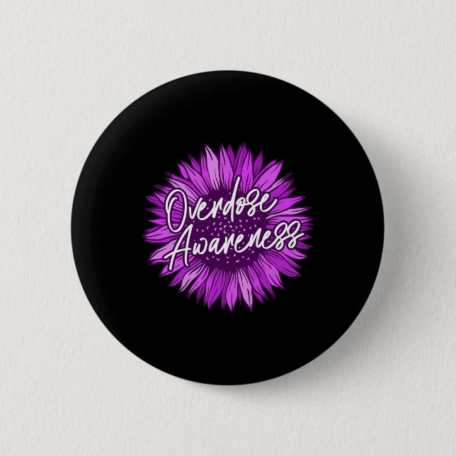 Purple Overdose Awareness Gifts Survivor Ribbon Op 6 Cm Round Badge (Front)