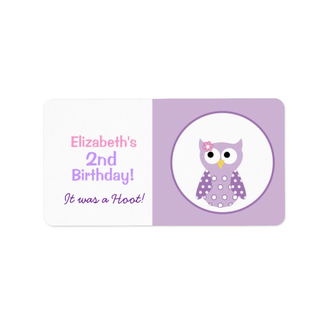 Purple Owl Custom Baking Labels or Stickers (Front)