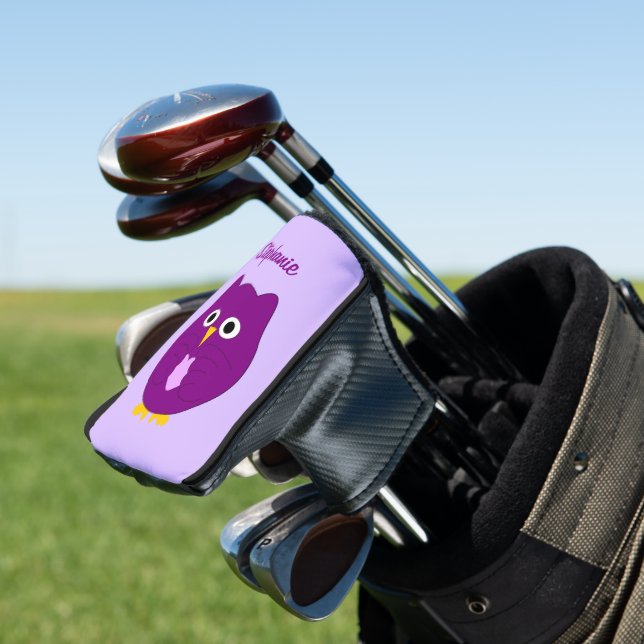 Purple Owl Design Golf Head Cover (In Situ)