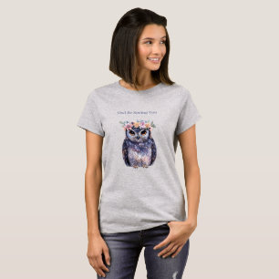 Purple Owl Floral Wreath T-Shirt