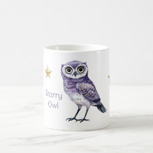 Purple Owl Gold Stars Coffee Mug