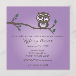 Purple Owl Invitation