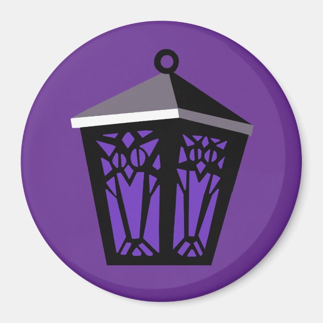 Purple Owl Lantern Magnet (Front)