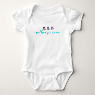 purple owl, owl, blue owl, owl love you forever baby bodysuit