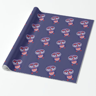 Purple Owl Pattern Wrapping Paper